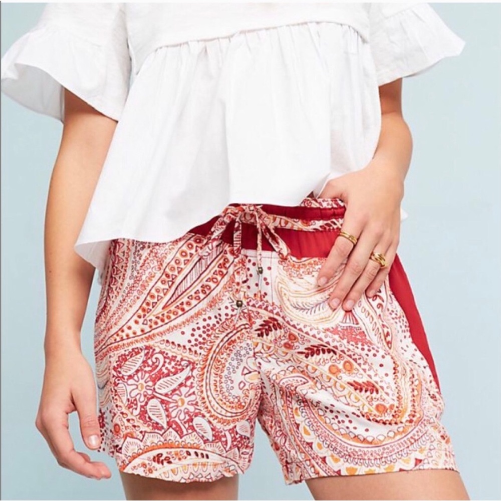 Anthropologie Hei Hei Red Rory Paisley Shorts